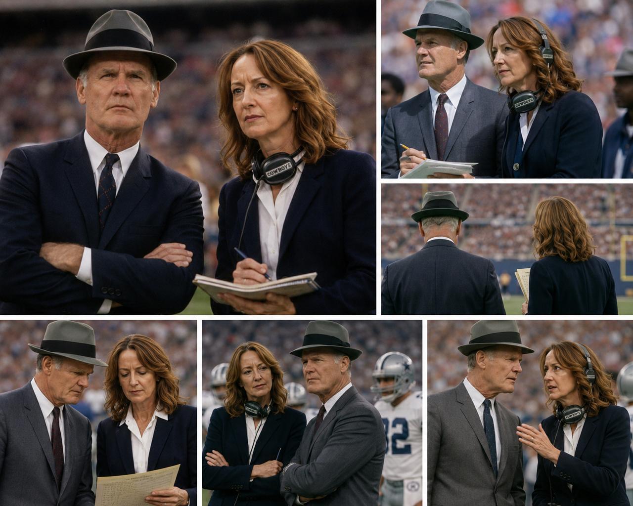 Karen as assistant coach alongside a legendary NFL coach — AI-generated image collage