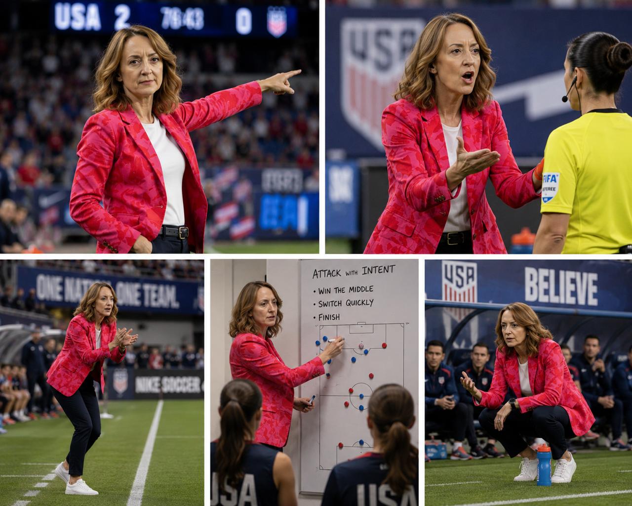 Karen as a football/soccer coach — AI-generated image collage